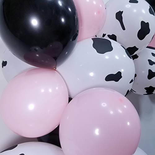 Elepplrty Cow Party Balloons 60 Pack, Baby Foil Balloons,Black Pink And 12Inch Cow Print Latex Balloon,For Farm Birthday Party Theme,Baby Shower Supplies #TOP1