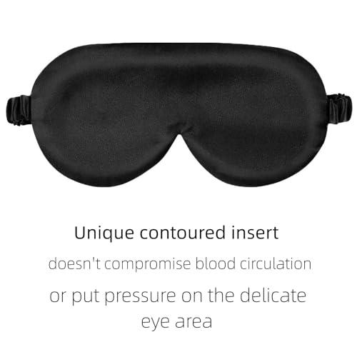 Image of ALASKA BEAR Sleep Mask with Silk-Covered Headband for Hair Care, Silk Eye Mask Comfortable Scrunchy Band Over Ears Non-Adjustable Elastic Strap (Thick, Luxury 22 Momme)