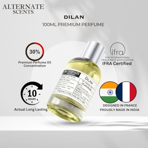 Image of Alternate Scents Dilan Long Lasting 100ml Perfume For Men |Strong& long Lasting with 30% Oil Concentration|Fresh & Masculine| Fragrance From France | Made In India|