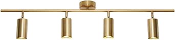 KCO Lighting 4-Light Flush Mount Track Lighting Fixtures Modern Kitchen Track Lights Brass Gold Ceiling Light Spotlight Mid Century Bar Spot Lights Indoor