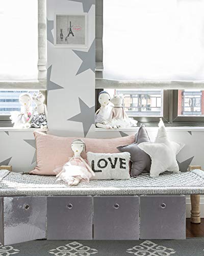 Velvet And Sequins Foldable Storage Bins Combination, Decorative Square Storage Box, Collapsible Storage Unit, Storage Cube For Festival, Home, Nursery (11″X10.5″X10.5″,Grey/Silver) (Silver, 4) #TOP5