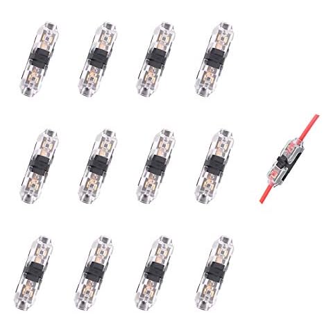Low Voltage Wire Connector, Quick Solderless Wire Splice Connector, 12 Pack Small Gauge Wire Connectors, No Stripping LED Wire Connectors, Fits 24-20 AWG Stranded/Solid Electrical Wires, I Type 1 Pin Cover