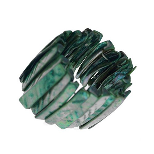 AJ Fashion Jewellery Kayleigh Green Elasticated Shell Bracelet