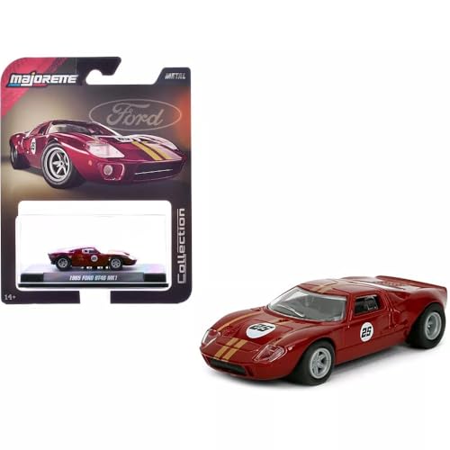 Image of Majorette Collection - 1965 Ford GT40 MK1 1:64 Die-Cast Model Car with Rubber Tires & Display Case, for Collectors & Adults