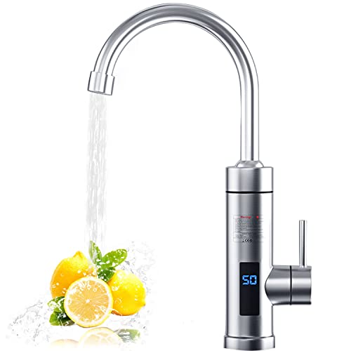 Elektrischer LED-Wasserhahn Mit Heizung - 3000W Durchlauferhitzer Für Küche, Silber