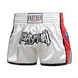 Unisex Boxing Shorts for MMA Training Trunks for Adults, Muay Thai Fitness Workout Shorts with Breathable Fabric and Elastic Waist, Printed Martial Arts Shorts for(White)(3XL)