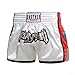 Unisex Boxing Shorts for MMA Training Trunks for Adults, Muay Thai Fitness Workout Shorts with Breathable Fabric and Elastic Waist, Printed Martial Arts Shorts for(White)(3XL)