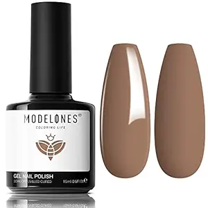 modelones Gel Nail Polish, 15ML Caramel Coffee Brown Gel Polish Soak Off LED Neutral Nude Brown Color Nail Gel Polish, Salon DIY Nail Art Manicure at Home Gift for Women Holiday, 0.5 fl oz.