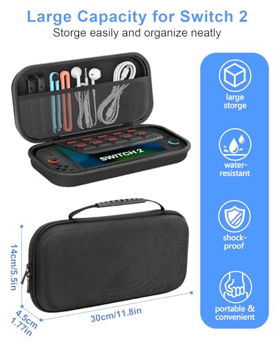 Image of Switch 2 Accessories Bundle for Nintendo Switch 2 19-in-1, Carrying Case, 2 Screen Protectors, Grip for Joycon Controller, Steering Wheel, Protective Cover Shell, Adjustable Stand, Game Card Case