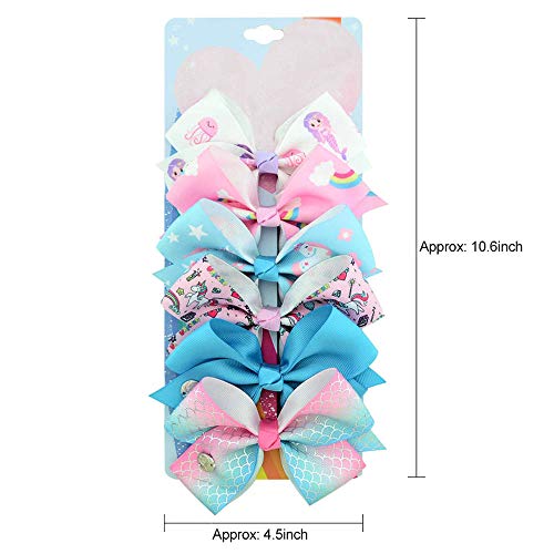 image for TAYESHA 6 Pieces/Set 5 Inches Rainbow Printed Knot Ribbon Siwa Bows Fo