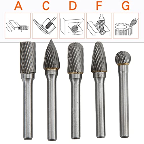 Set de 5 fresas de carburo de tungsteno, corte simple, 6x10 mm miniatura 2