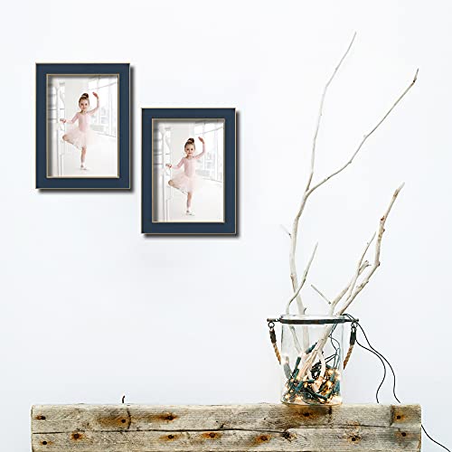Violabbey 5X7 Picture Frame Navy Blue Set Of 2, Colorful 5 X 7 Photo Frame For Wall Mounted Or Tabletop Display, Real Glass, Modern Style #TOP5