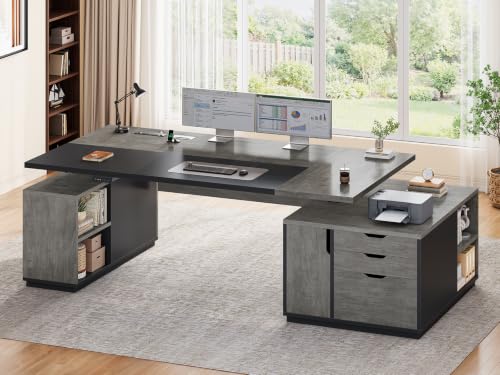 SEDETA 77.1" Executive Large Electric Standing Desk, Grey
