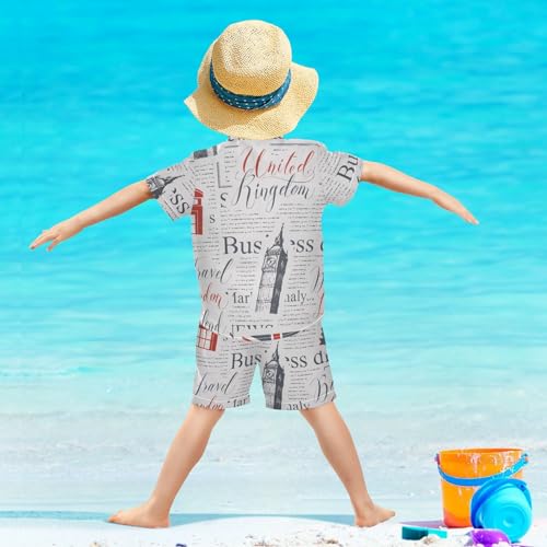 Image of CaTaKu Boys Hawaiian Button-Down Shirts and Short Sets, Boys Summer Outfits 2 Piece Clothes Set Size 3-10T
