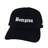 Retro NWA 3D Bompton Old English Unstructured Baseball Hat Dad Cap - Black White