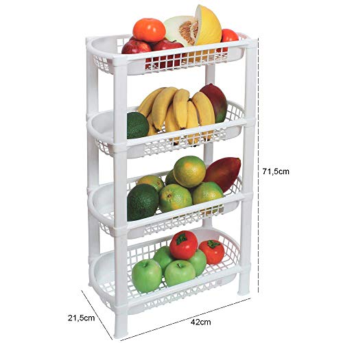 Fruteira de Chão Organizador de Cozinha de Plástico Multiuso 4 Cestos FR-16