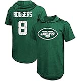 Majestic Threads Men's Aaron Rodgers Green New York Jets Player Name & Number Tri-Blend Slim Fit Hoodie T-Shirt