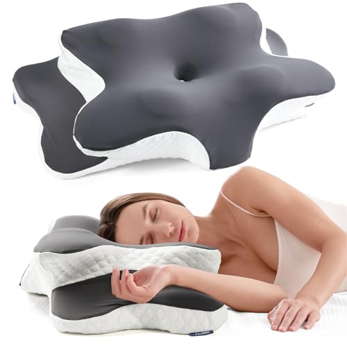 Alcedo Cervical Memory Foam Pillow for Neck and Shoulder Pain Relief Ergonomic Adjustable Orthopedic Pillow with Cervical Support for Side Back and Stomach Sleepers