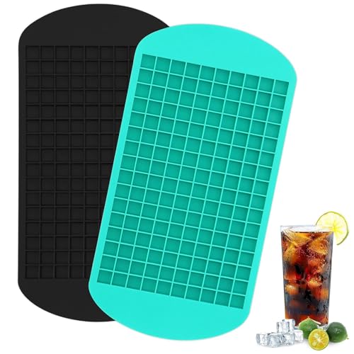 Binnan 2pcs Bac à Glaçons en Silicone, Moule en Silicone pour 160 Mini Glaçons, Glacons Moule pour Cuisine, Lait, Cocktails, Whisky, Bières, Fruits, Reutilisable, Bac Glaçon Bébé