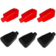 6PCS Car Battery Terminal Covers, Battery Terminal Insulating Protector Rubber Cover Positive and Negative Poles Flexible Top Post Style Battery Terminal Cap in Red and BlackRed/Black