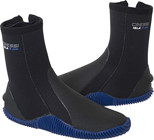 Cressi Isla Botas de Buceo con Suela y Cremallera, 5mm, Unisex Adulto, Negro (Black/Blue), L