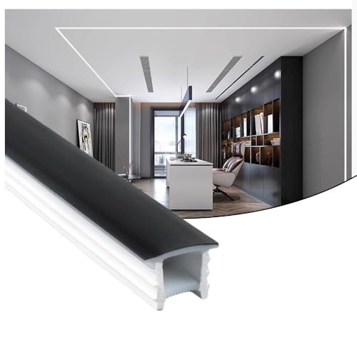 Image of 16.4FT Recessed Flexible LED Diffuser Channel, Silicone Black Bendable LED Diffuser Strip Light Tube Cover for Background Decoration, Wall, Cabinet and Indoor Outdoor Lighting (20 x 10mm)