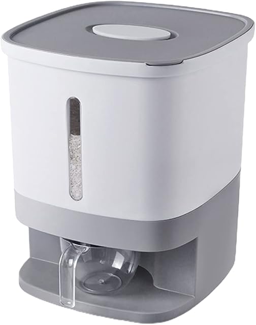 CHENGBEI 10Kg Rice Storage Container Large Sealed Grain Dispenser Storage Box with Lid Measuring Cylinder Moisture Proof