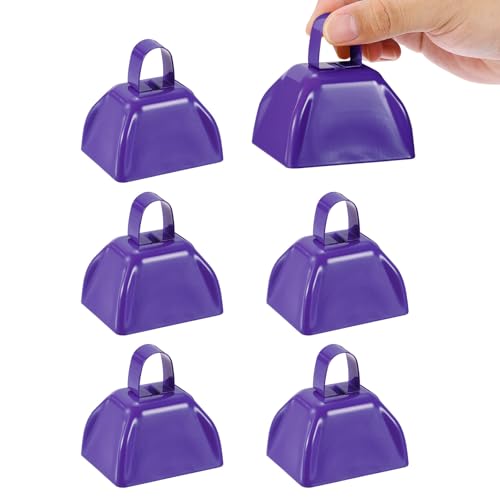 Cloches à vache pour football et événements sportifs | Lot de 6 cloches en métal violet