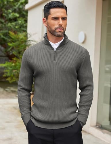 Image of DENIMHOLIC Men High Neck Zipper Full Sleeve Cotton Knitted Winter Sweater for man