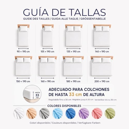 Degrees Home Collection - Sábana Bajera Ajustable 150x190x33 cm - Microfibra de poliéster, Calidad Oeko Tex sin tóxicos, Super Suave - Blanco - Imagen 6