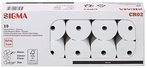 SIGMA Bobine papier caisse enregistreuse, thermique, 80 mm x 76 m, 10 pices (80 mm x 76 m)
