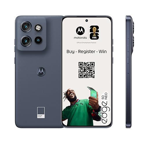 Motorola edge50 neo Smartphone (Kratzfestes 6,36-pOLED-Display Dank Gorilla Glas 3, 50-MP-Moto-AI-Kamera, 12/512 GB, widerstandsfähig, Staub- und schmutzdicht) Pantone Grisaille inkl. Handyhalterung