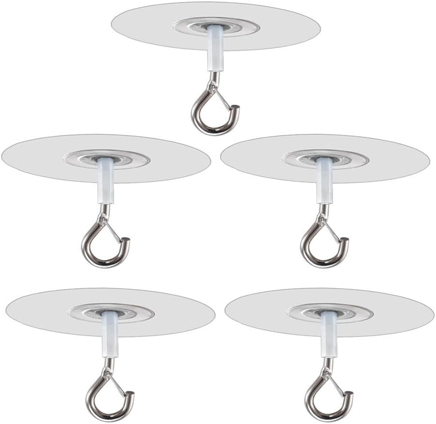 Ceiling Hooks with Safety Lock for Wall, Self-No Drill Hanger for Renters to Hang Plants Lights Decor