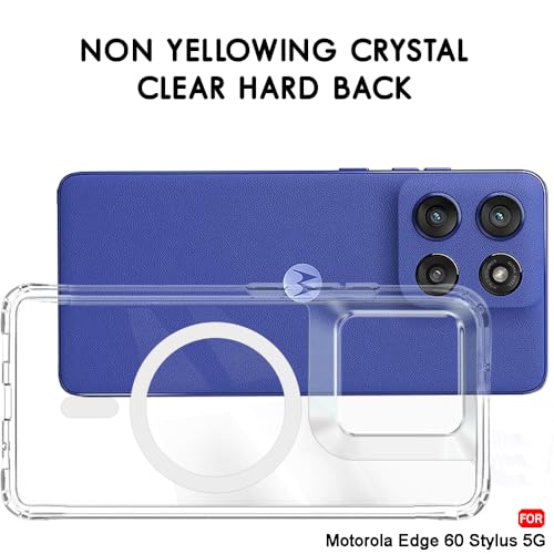 Image of TheGiftKart Ultra-Hybrid Crystal Clear Back Case Cover for Motorola Edge 60 Stylus | Shockproof Design | Hard Back Cover for Motorola Edge 60 Stylus (PC & TPU, Magsafe Compatible, Clear)