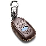 Vitodeco Leather Smart Key Fob Case Cover Compatible with Subaru Forester, Impreza, Outback, WRX, BRZ, XV Crosstrek, Ascent, Solterra (2014 - 2026 Models) - 4 Buttons, Brown