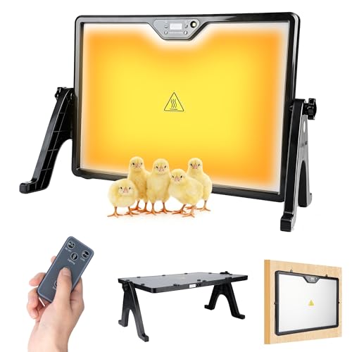 Plaque Chauffante pour Poussin 41x30cm 180W avec Thermostat et Télécommande, Chauffage Poulailler 30–75 °C, Plaque Double Face pour Poules Canards Élevage de Volaille Chauffage Poussin