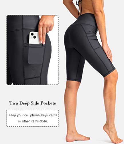 Image of SANTINY Women's High Waisted Swim Shorts with Pockets UPF50+ Long Board Swimming Shorts for Women with Liner