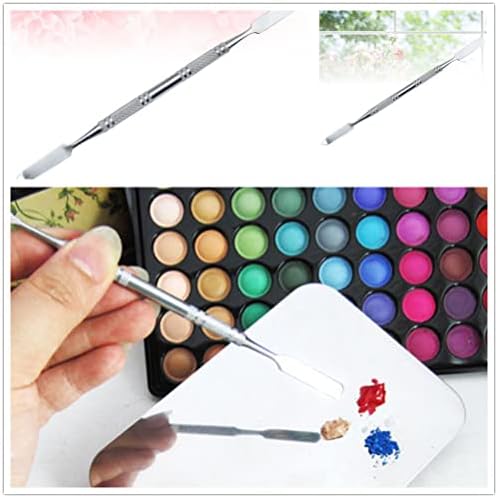 Milisten Stainless Steel Makeup Spatula Scoop Double Heads Cosmetic Spatula Depotting Spatula for Lipsticks Concealer Foundation Eye Shadow