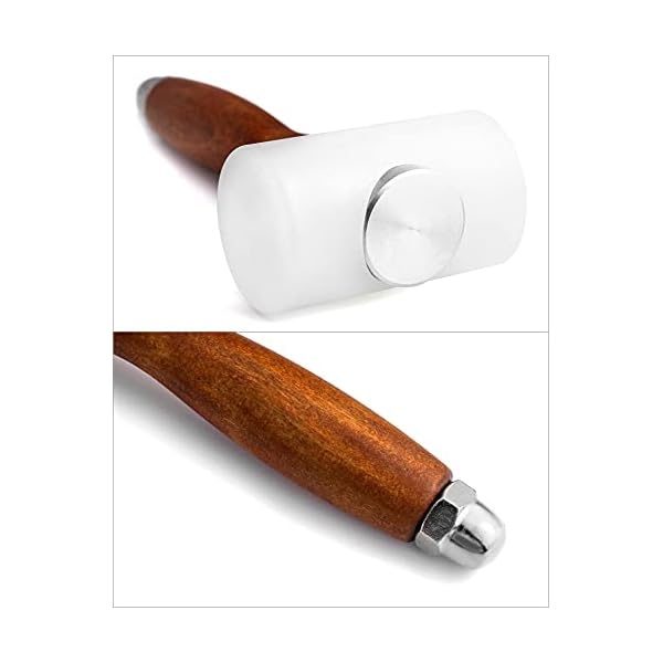 QWORK® Leder Schnitzhammer Nylon Hammer, Holzhammer in T-Form mit Holzgriff für Lederverarbeitung, Leder Handwerkswerkzeug – Bild 6