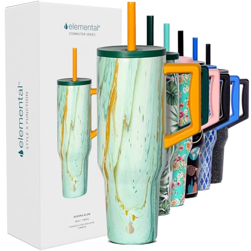 Image of Elemental Spill Proof 40oz Insulated Tumbler with Handle & Straw Travel Mug