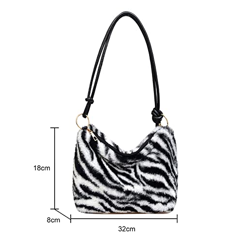 Bolsas de mão femininas de pelúcia casuais outono inverno peles artificiais elegantes leopardo vinta