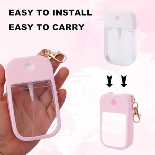 lasuroa Handdesinfektionsspray Schutzhülle, Dicke Silikonhülle Kompatibel mit Touchland Handdesinfektionsspray mit Schlüsselanhänger Reisezubehör Gilt für 30 ml Spray (Pink)