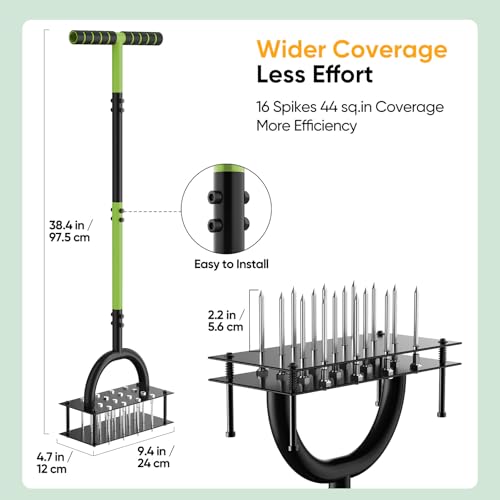 Grenebo Lawn Aerator with 16 Spikes