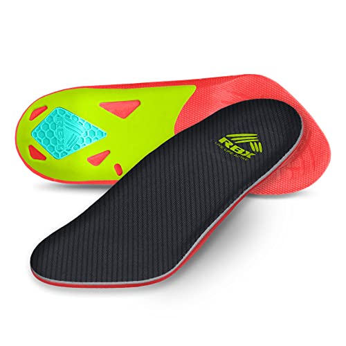 RBX Plantar Fasciitis Ortho Insoles, 3/4 Size for Women (Coral)