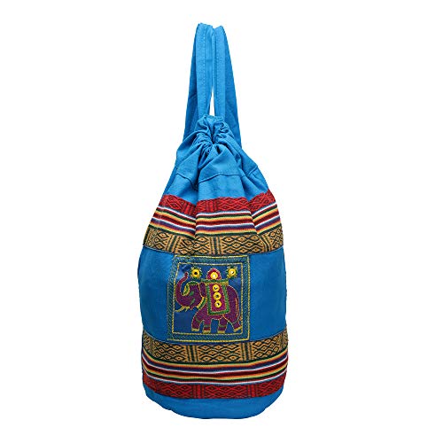 Lonika Collections: Mochila unisex de algodón étnico y bolsa de hombro multiusos Boho