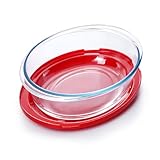 NUTRIUPS Deep Baking Dish With Lid, Oval Glass Pan for Oven, 1.4L Casserole Dish Oven Safe