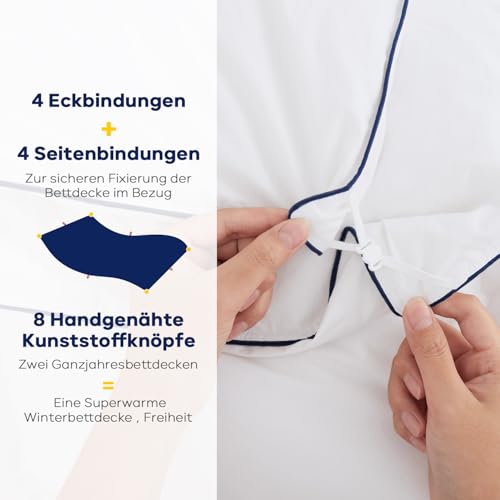 DOWNFOCUS Feder und Daunendecke 155x220cm - Oeko-Tex zertifizierte Bettdecke aus weichen Federn und Daunen - Allergiker Federbettdecke… – Ansicht 4