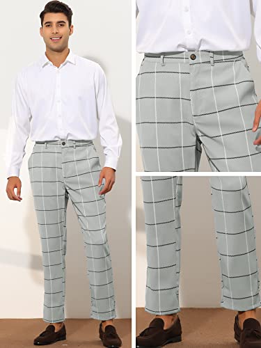 Lars Amadeus Plaid Dress Pants for Men's Regular Fit Tapered Checked Business Trousers4