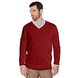 Berlioni Italy Men's Slim Fit Microfiber V-Neck Dress Pullover Sweater (Large, Red)