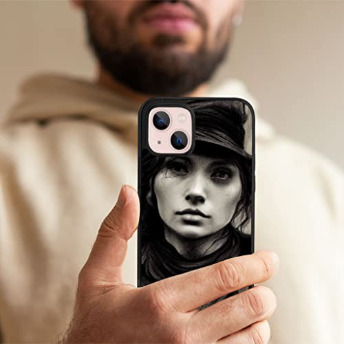 Cute Black And White Woman Witch Face Iphone 13 Mini Case - Cute Phone Case For Iphone 13 Mini - Trendy Iphone 13 Mini Case #TOP3